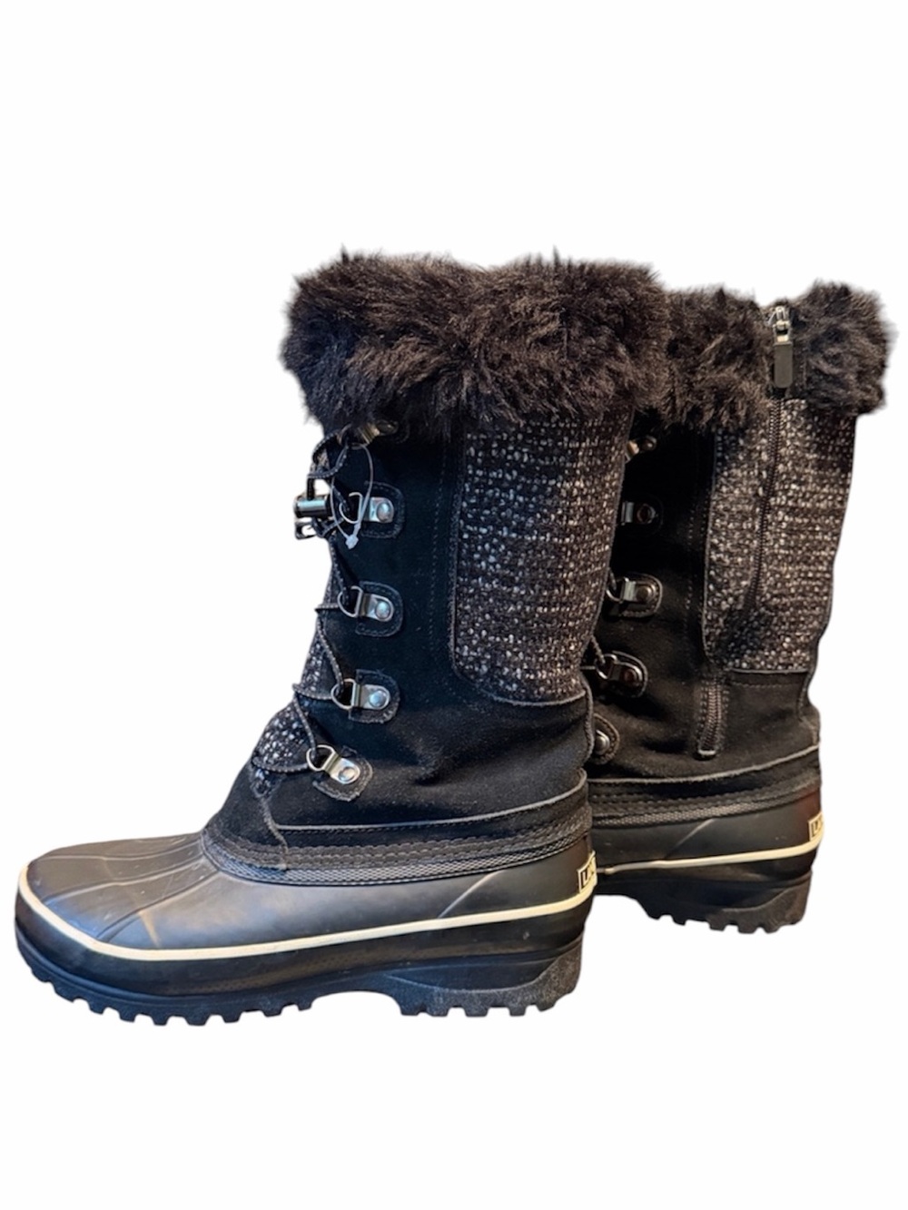 Lands End Blk Alpine Winter Shoes Fur Lands' End Snow Boots Size 7.5 B Mid-Calf